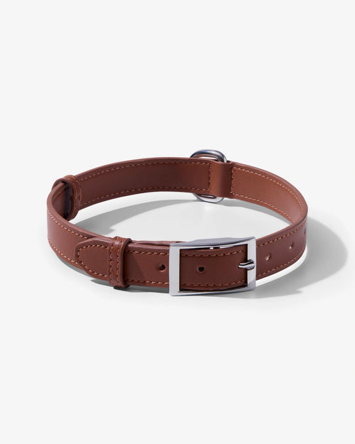 Microfibre Leather Collar - Chestnut Brown