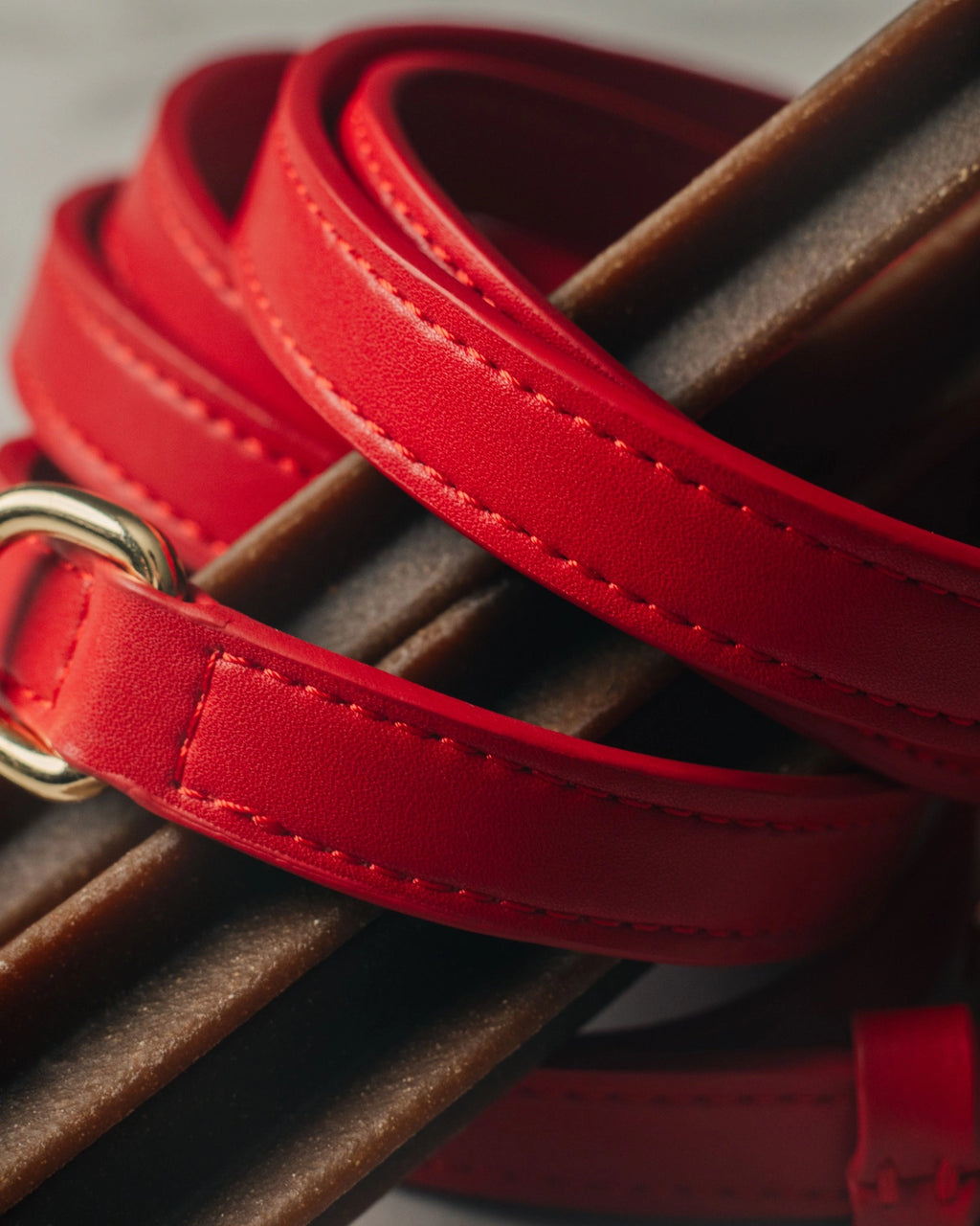 Microfibre Leather 3-in-1 Hands-Free Leash - Crimson Red