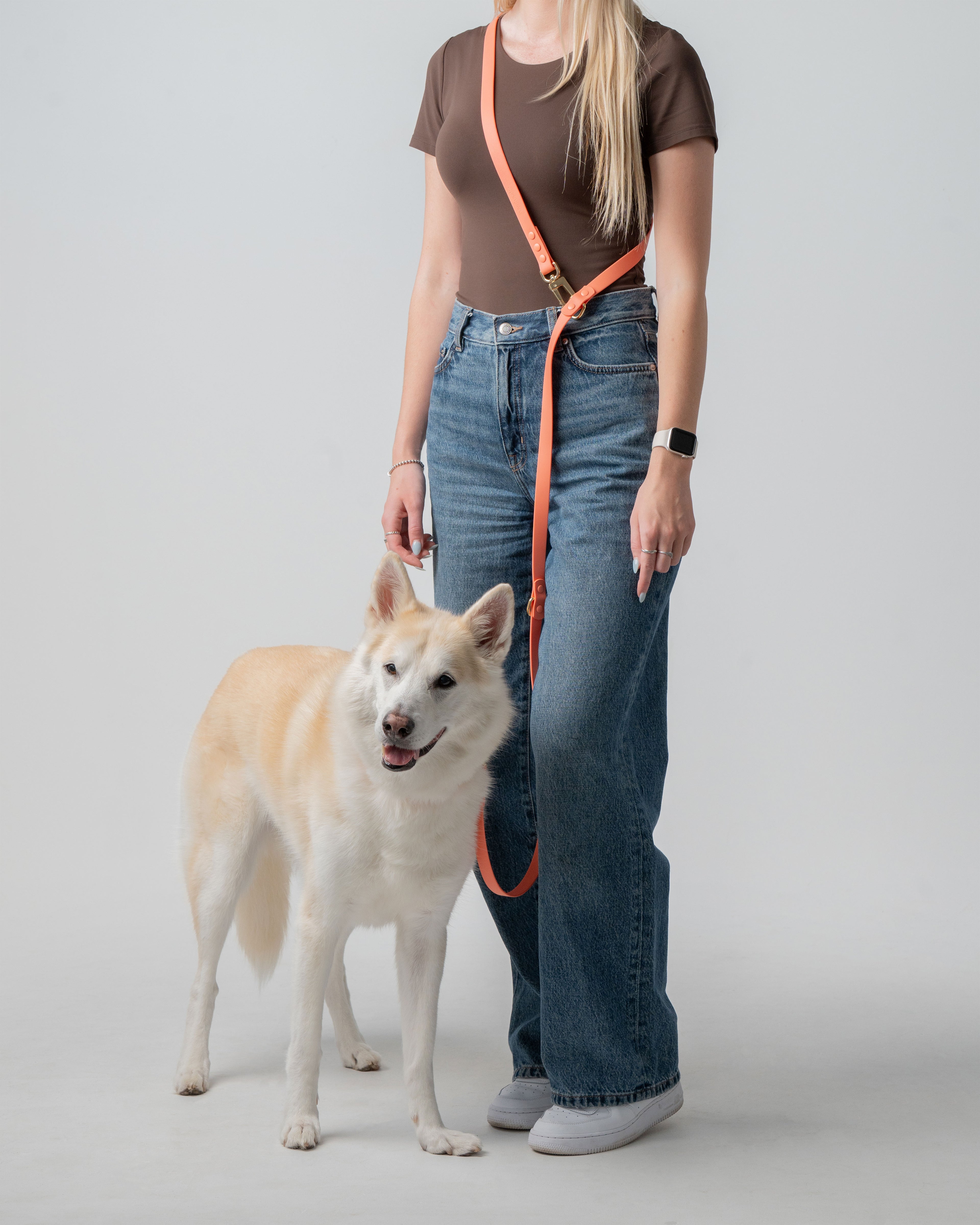 3-Way Hands-Free Leash + Collar Set — Coral Pink