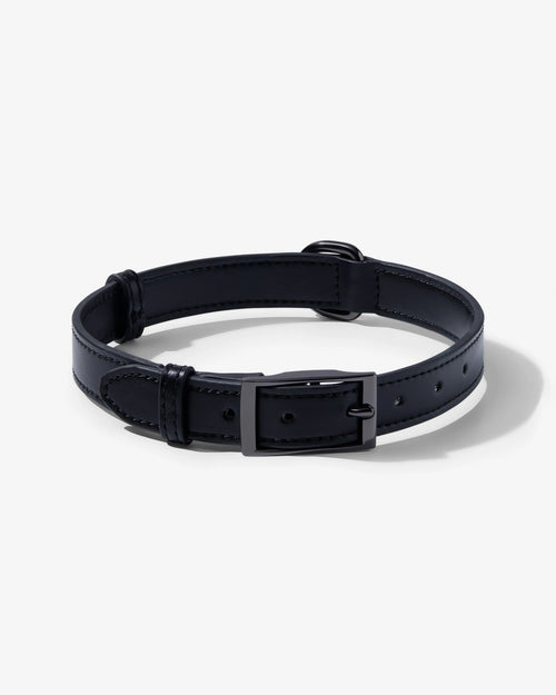 Microfibre Leather Collar - Obsidian Black